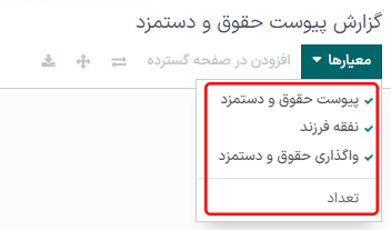 انتخاب گزینههایی که باید در گزارش نمایش داده شوند.