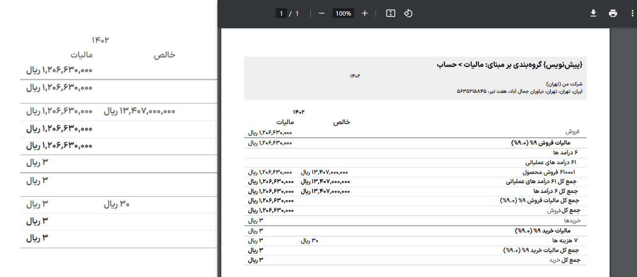 دانلود PDF در بخش گزارش مالیات حسابداری سازمانیار