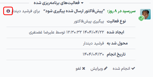 نمای دقیق یک فعالیت برنامهریزی شده.