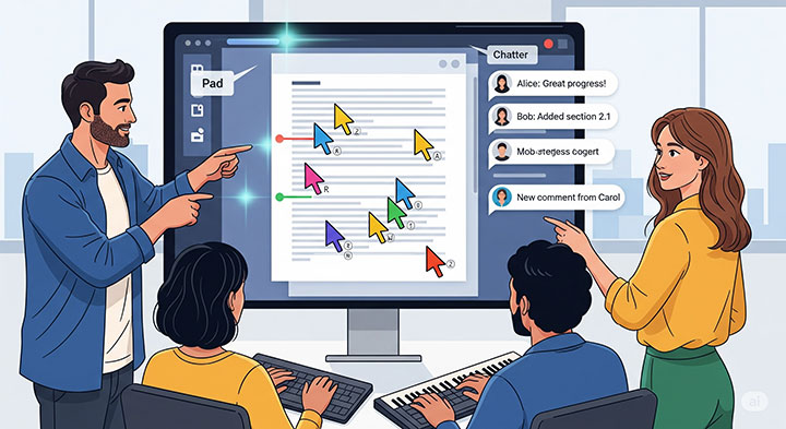 همکاری در اسناد با "Pad" و "Chatter"